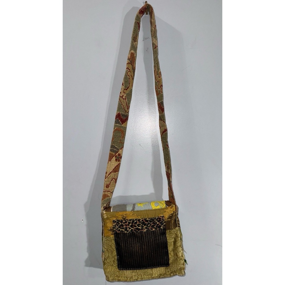 Handbags for Healing crewel stitched fabric ruffle handmade crossbody bag purse - Picture 4 of 12